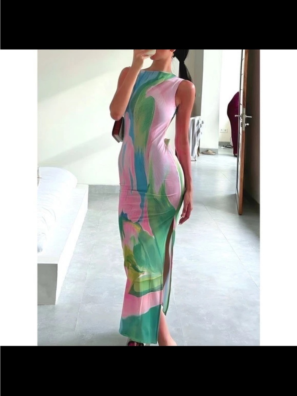 Commense Monet Garden Print Sleeveless Long Dress size Med NWT
